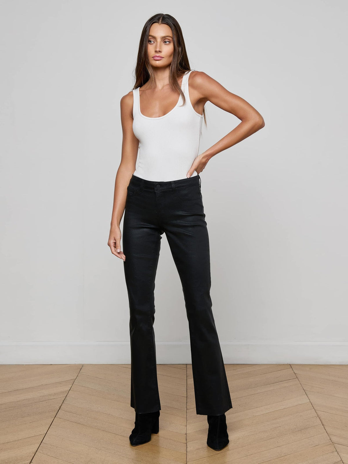 Sneeki Coated Straight-Leg Jean in Noir Coated