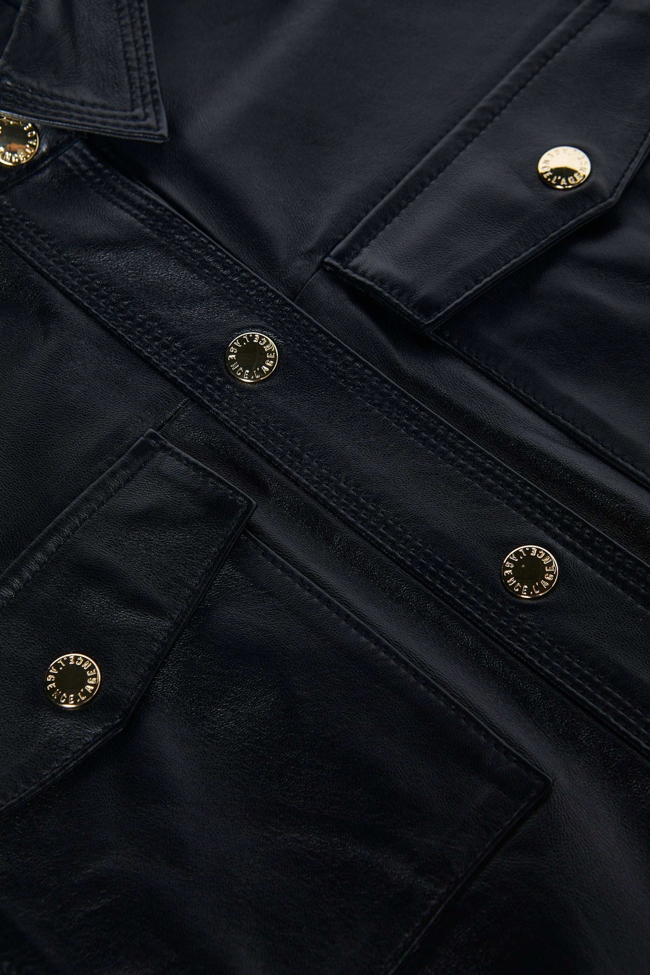 Avina Leather Shirt in Black