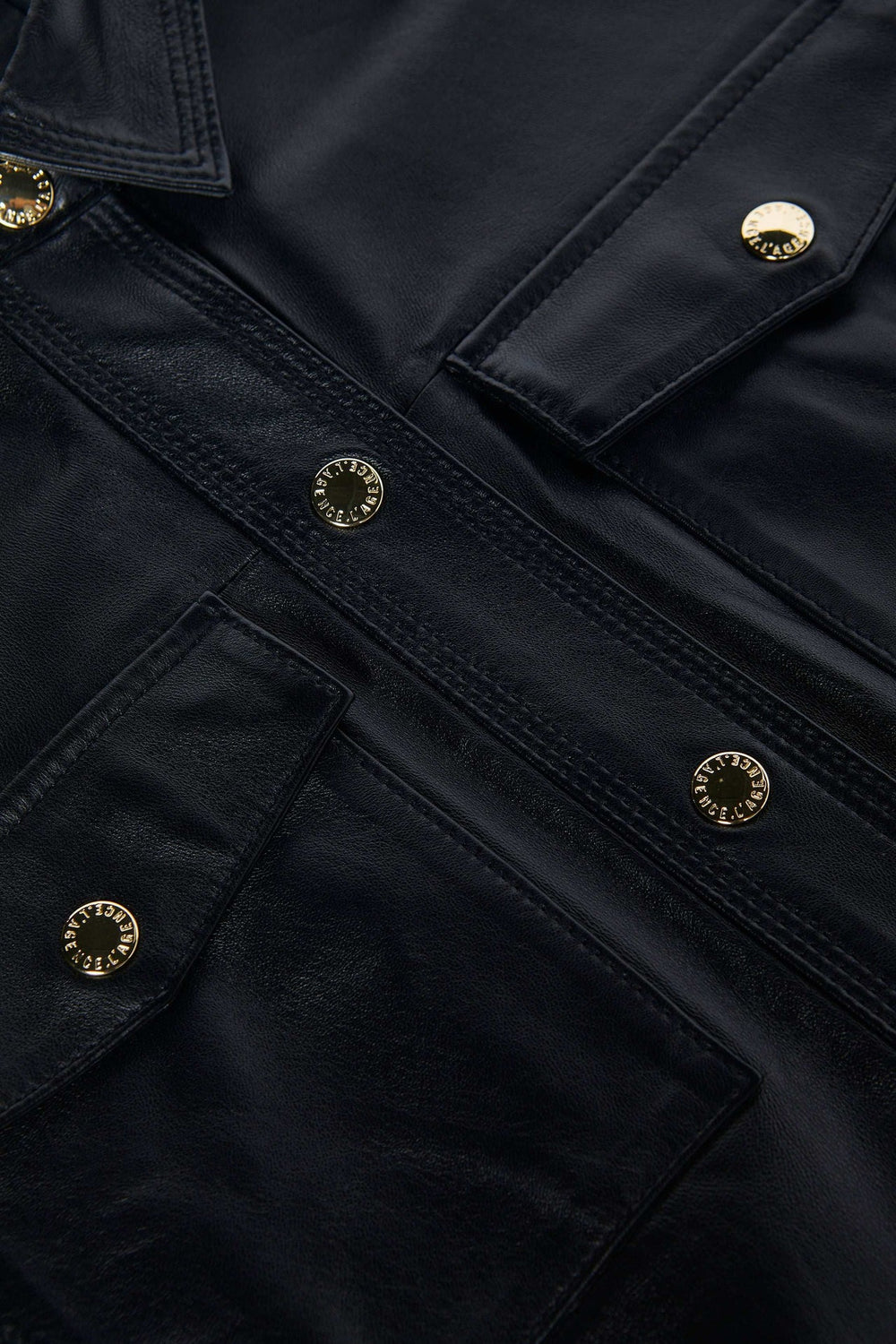 Avina Leather Shirt in Black