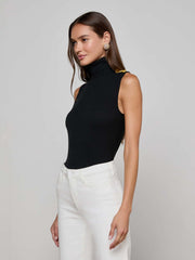Ceci Sleeveless Turtleneck in Black/Gold
