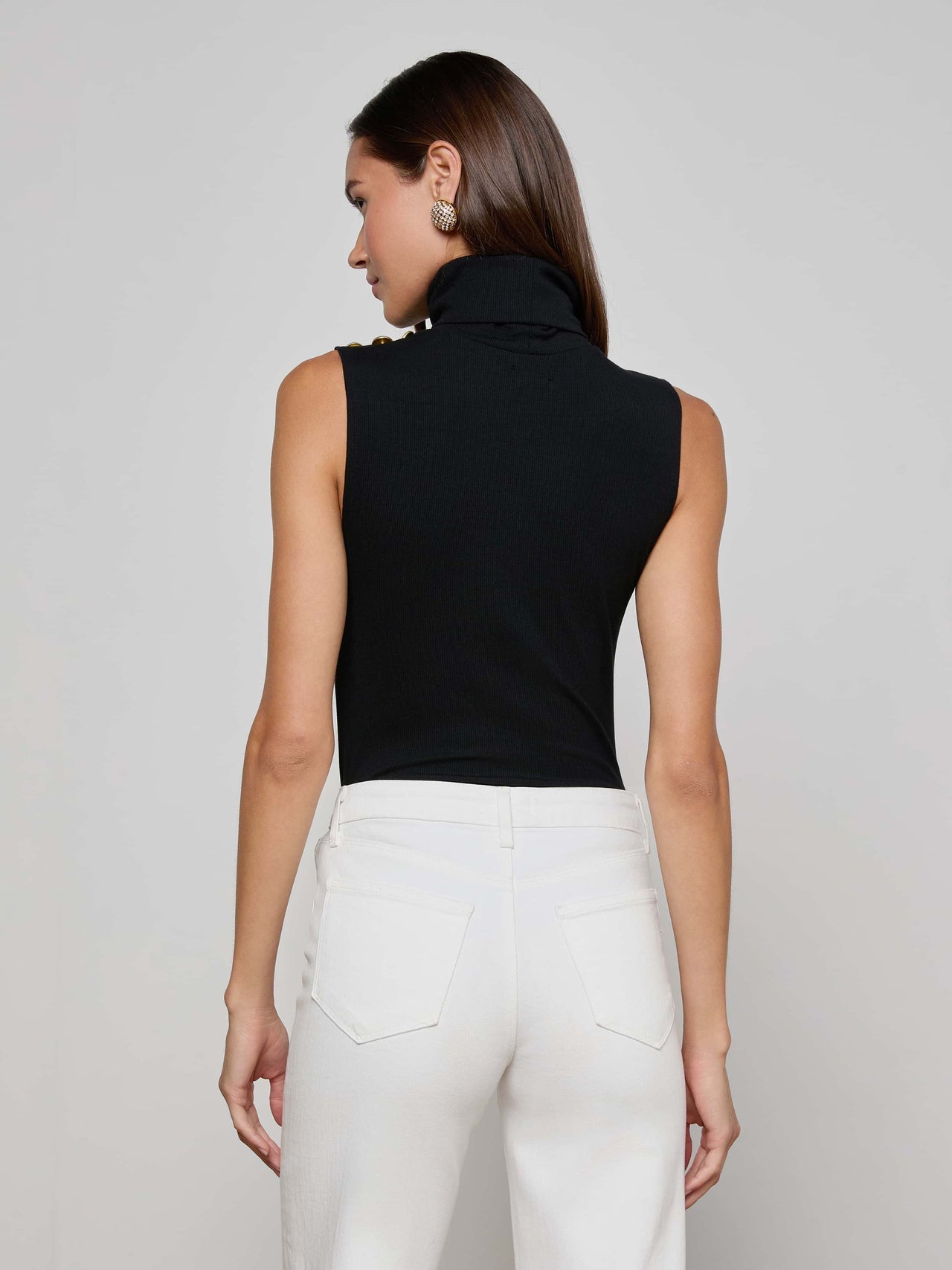 Ceci Sleeveless Turtleneck in Black/Gold