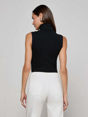 Ceci Sleeveless Turtleneck in Black/Gold