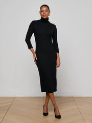 Voletta Turtleneck Knit Dress in Black