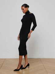 Voletta Turtleneck Knit Dress in Black