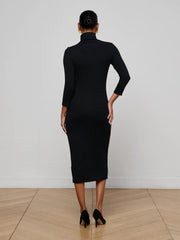 Voletta Turtleneck Knit Dress in Black