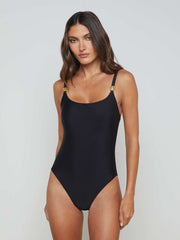Remi One-Piece Swimsuit in Black/Gold Coin