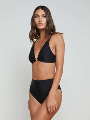 Vanessa High-Waisted Bikini Bottom in Black