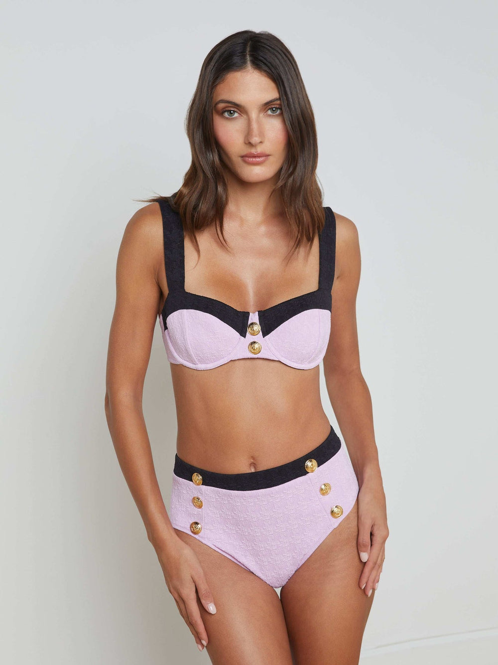 Alexandria Bikini Top in Light Violet/Black