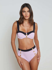 Alexandria Bikini Top in Light Violet/Black
