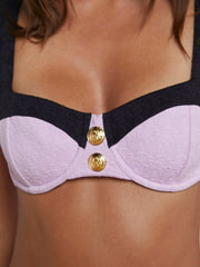 Alexandria Bikini Top in Light Violet/Black