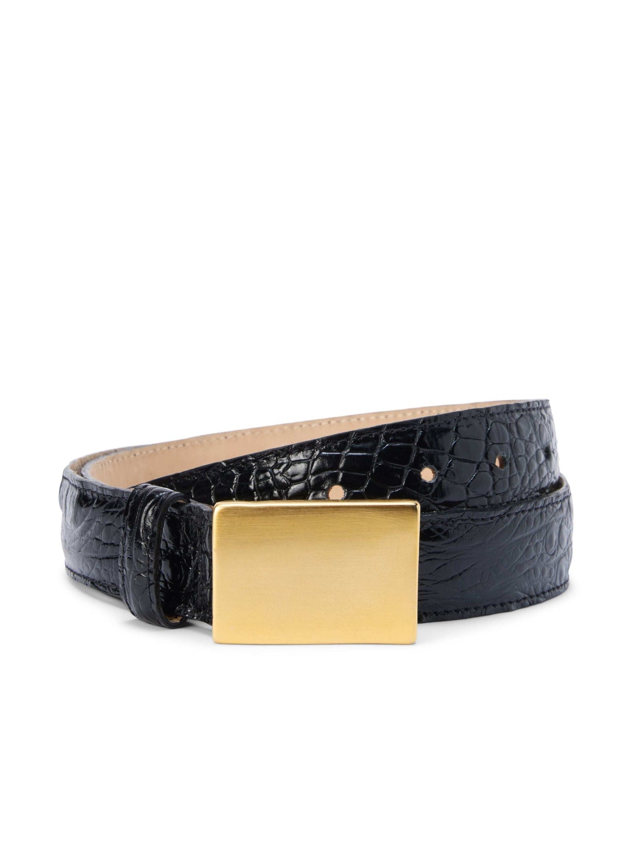 Amerie Belt in Black Croc Embossed