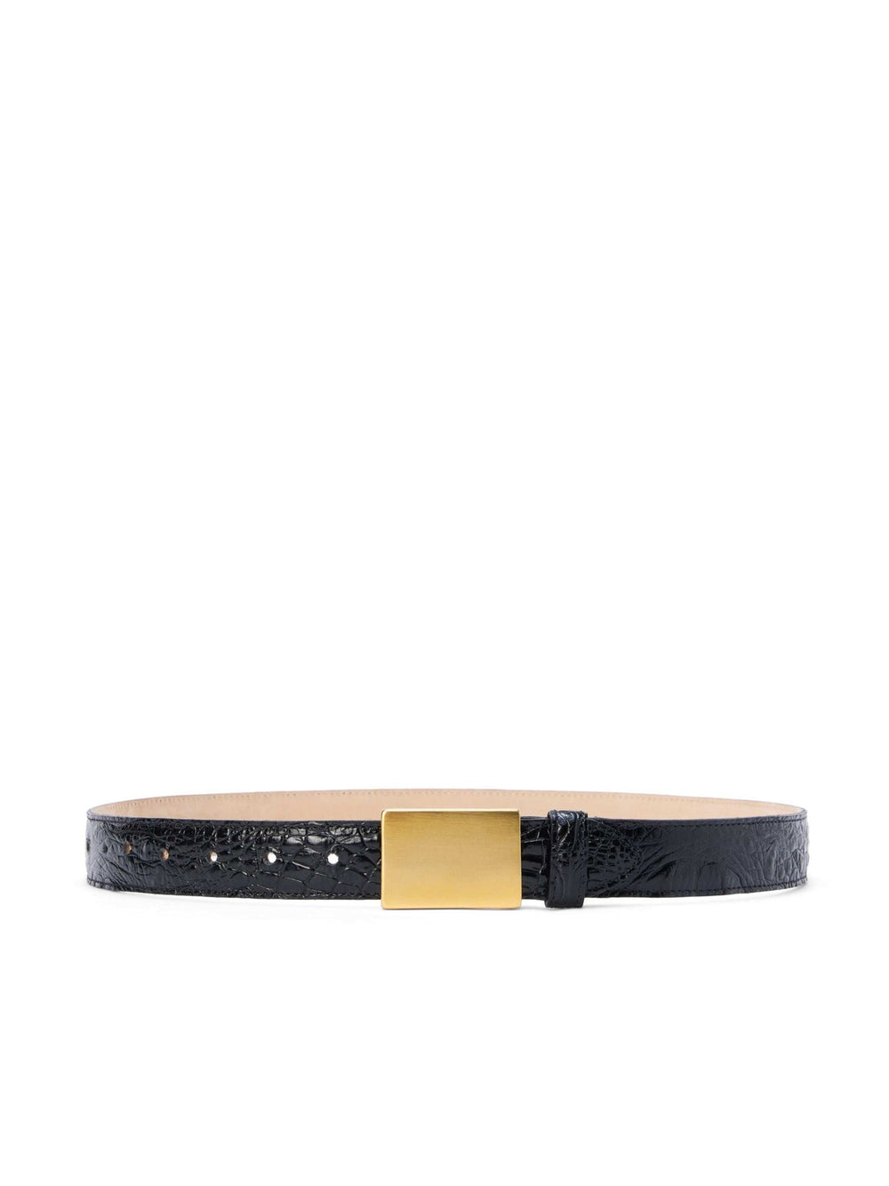 Amerie Belt in Black Croc Embossed