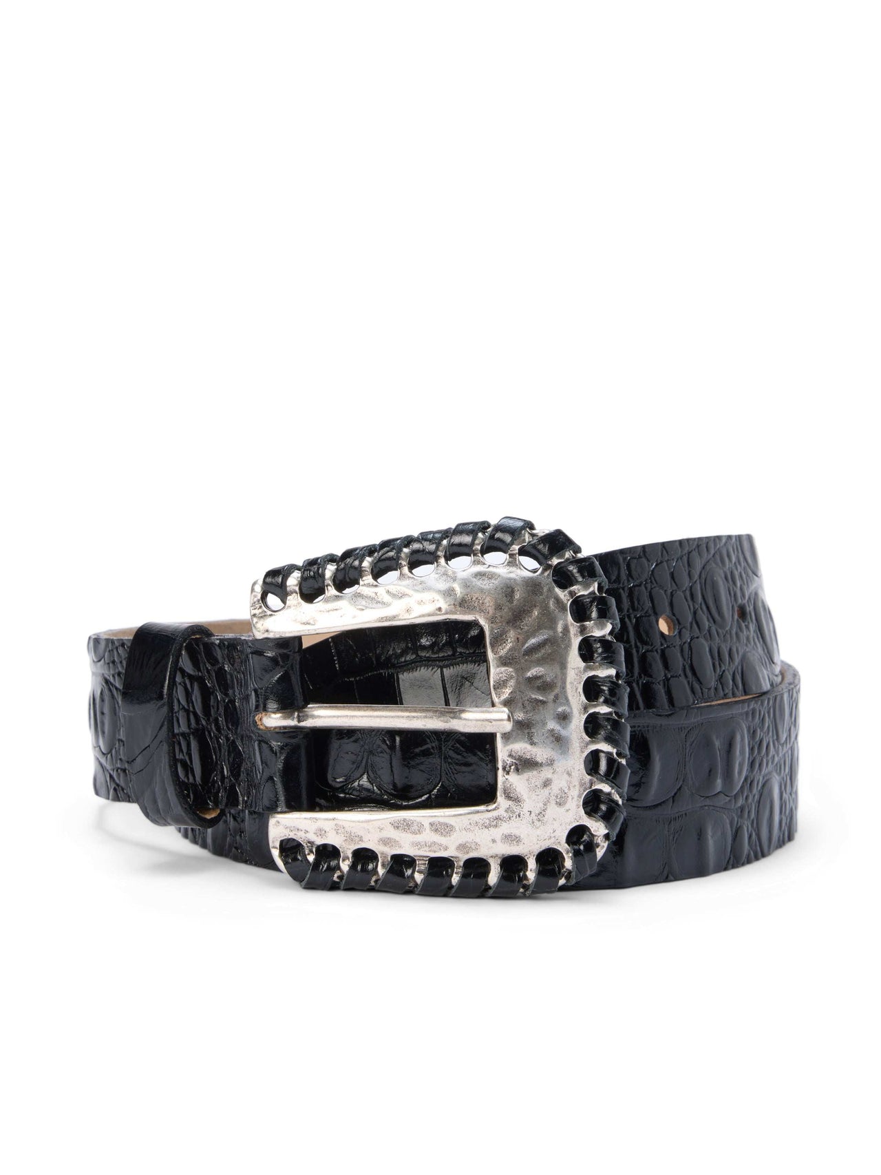 Brisa Belt in Black Croc Embossed