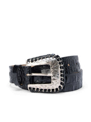 Brisa Belt in Black Croc Embossed
