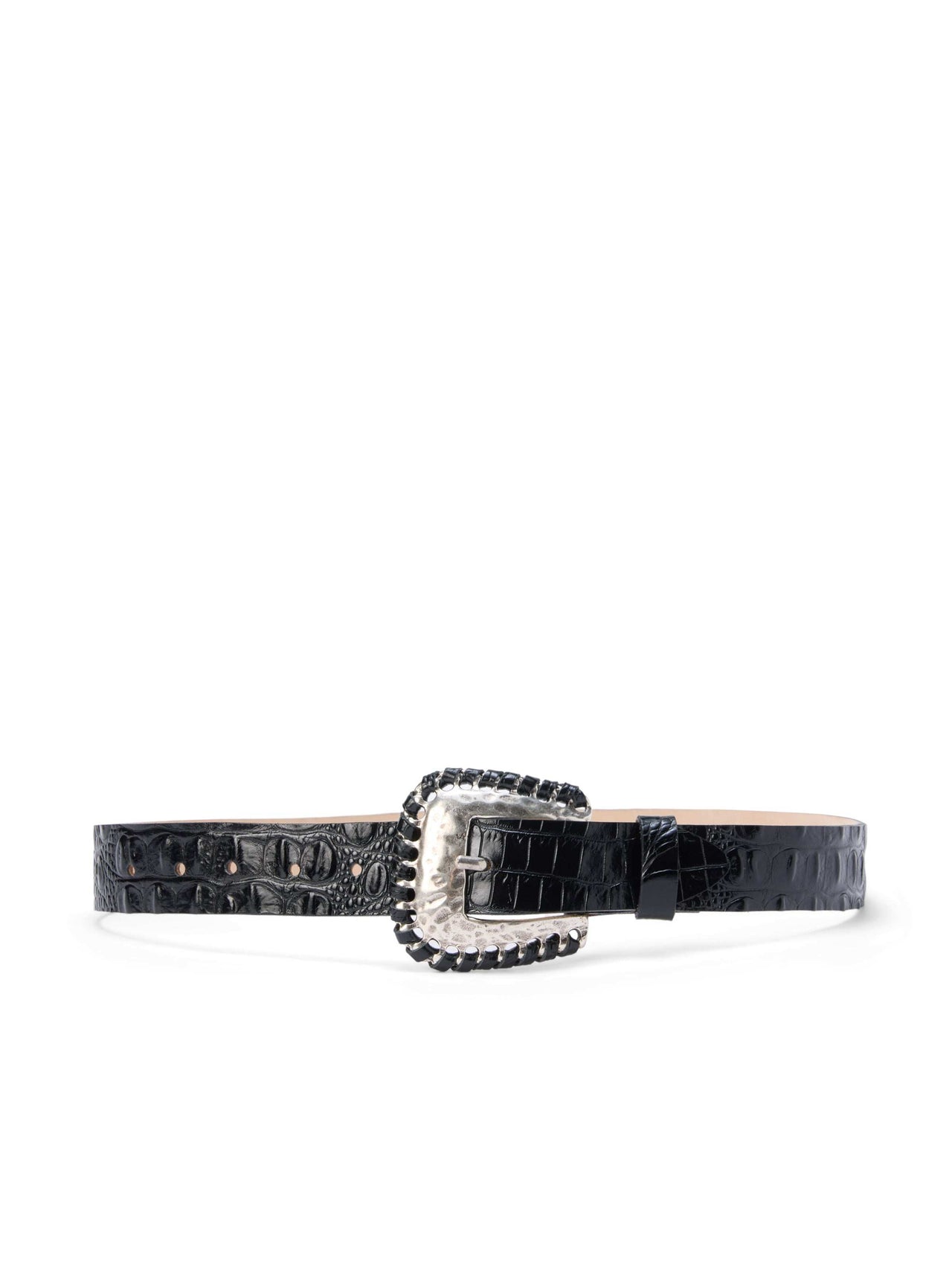 Brisa Belt in Black Croc Embossed
