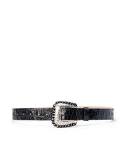 Brisa Belt in Black Croc Embossed