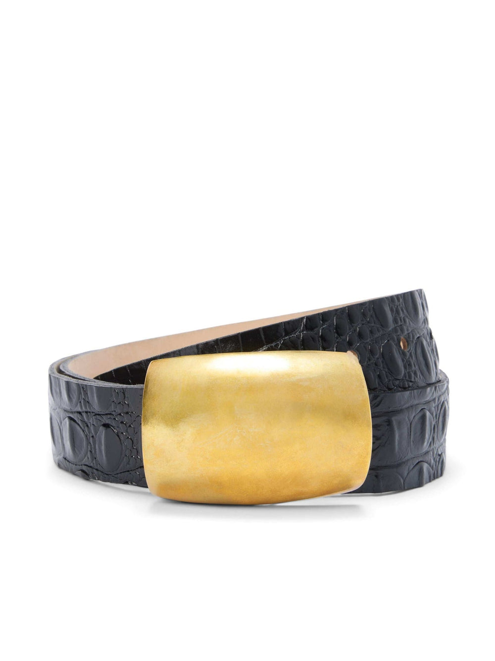 Milou Belt in Black Croc Embossed/Gold