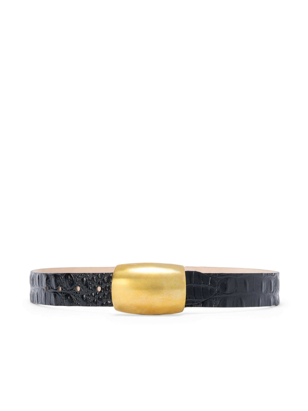 Milou Belt in Black Croc Embossed/Gold