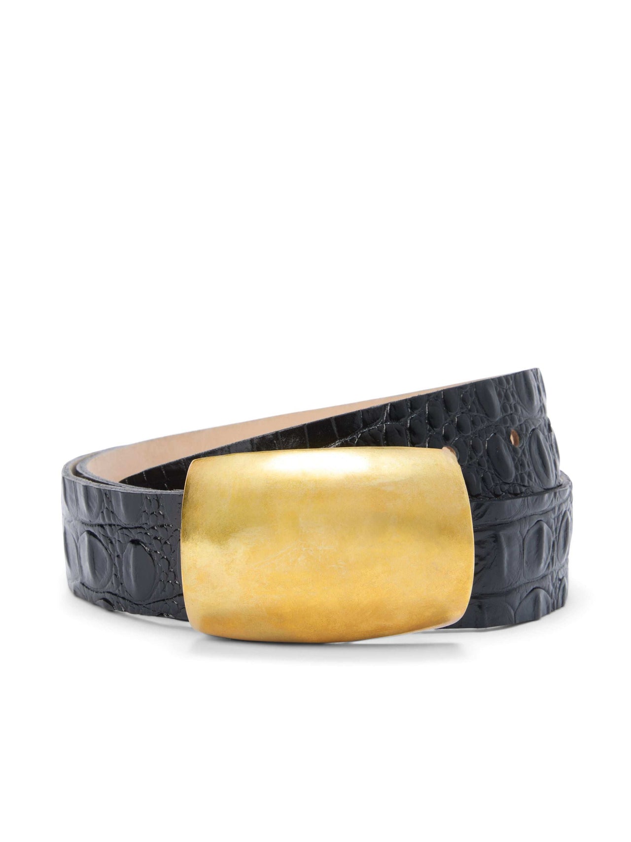 Milou Belt in Black Croc Embossed/Gold