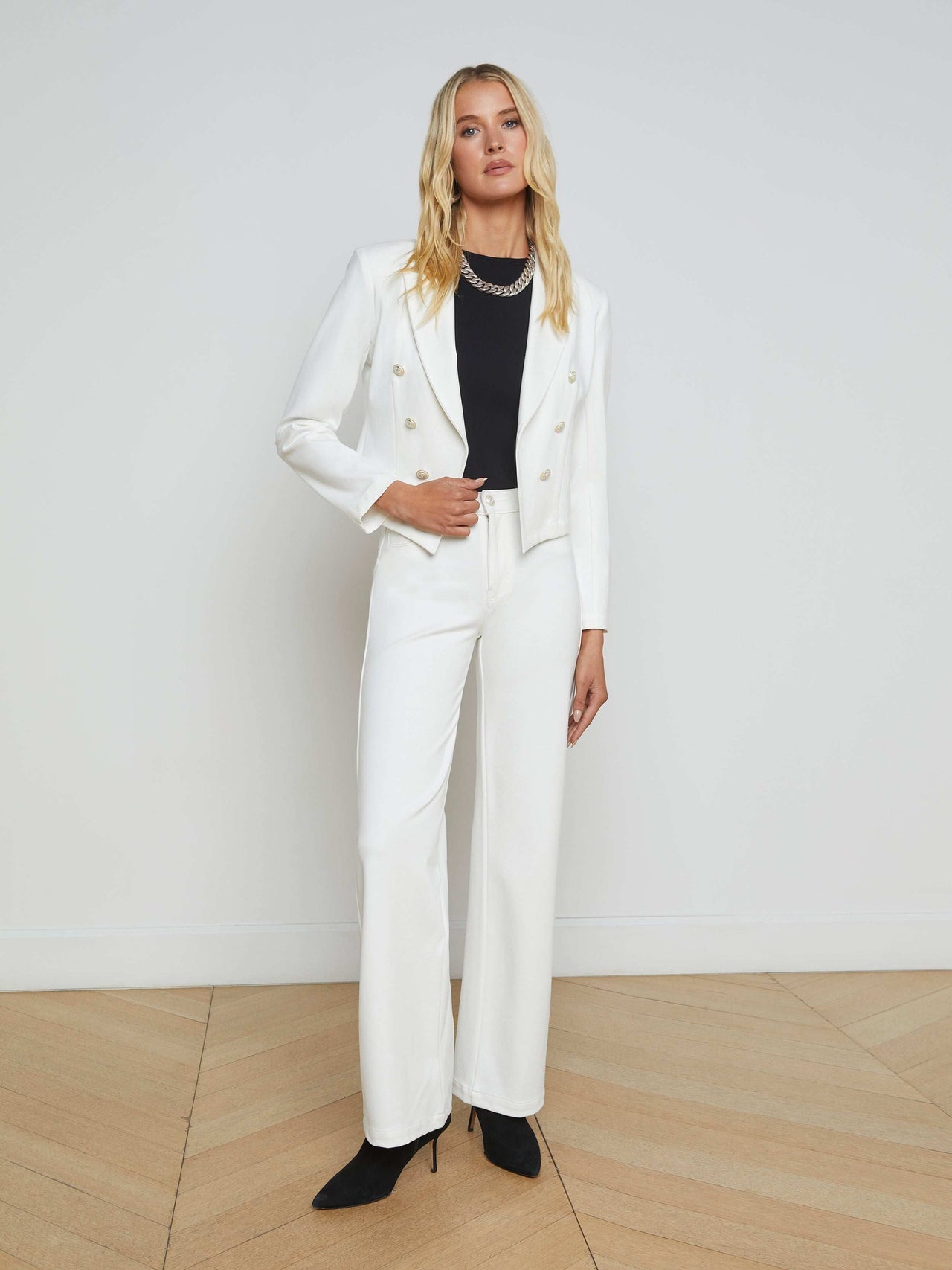 Wayne Open-Front Blazer in Ivory