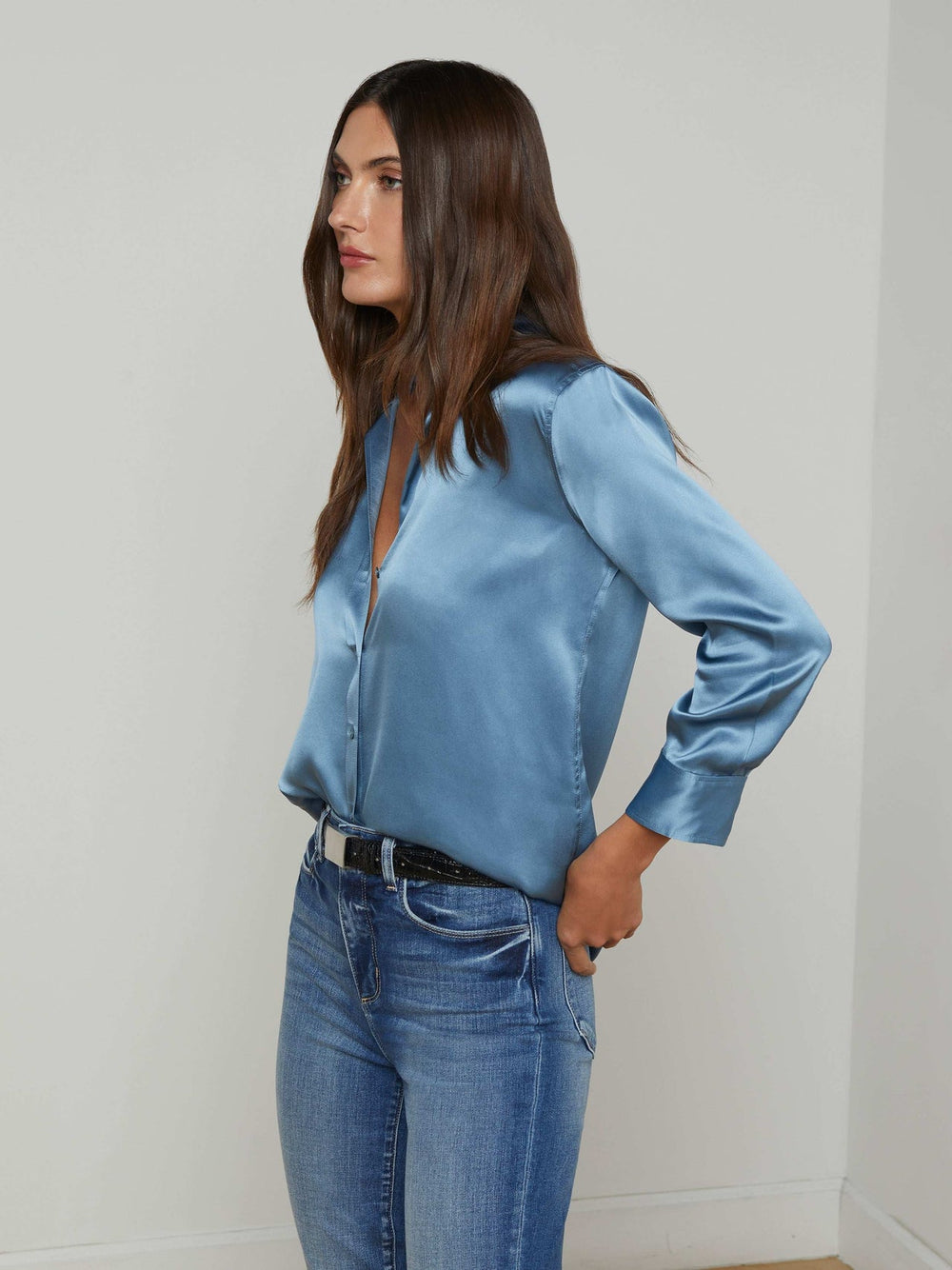Dani Silk Blouse in Blue Mist