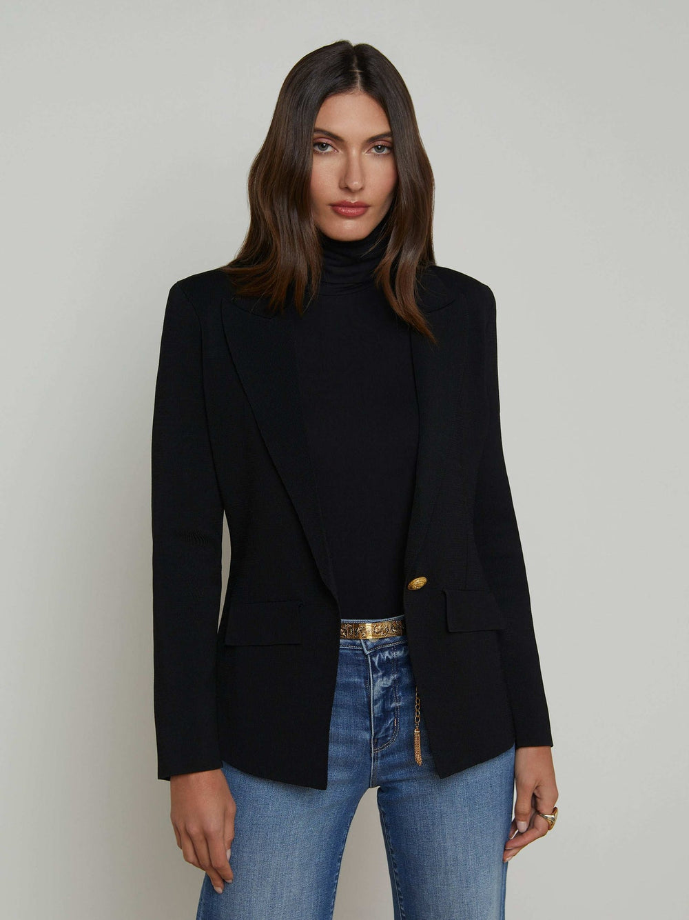 Chamberlain Knit Blazer in Black/Gold
