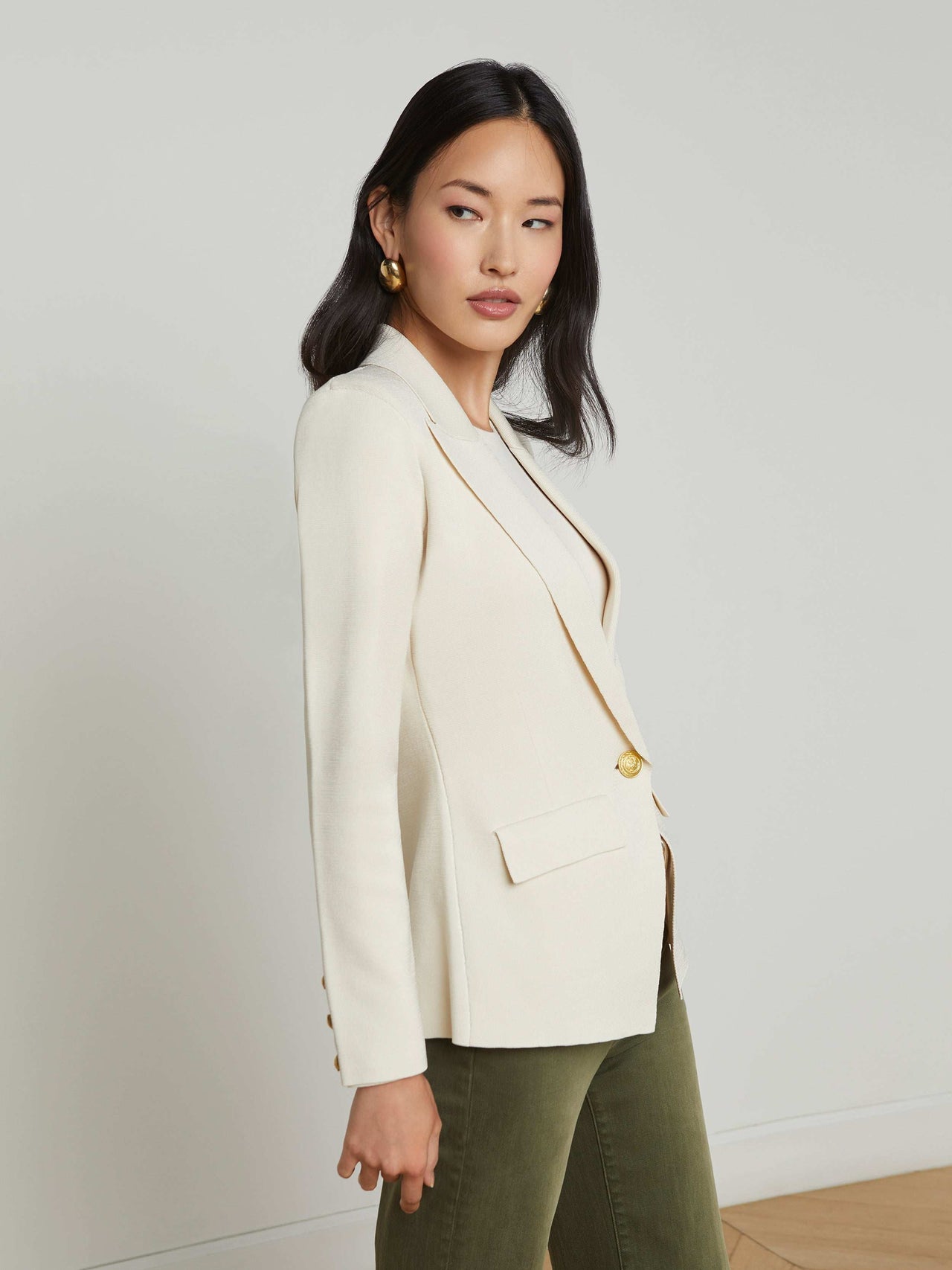 Chamberlain Knit Blazer in Ivory/Gold