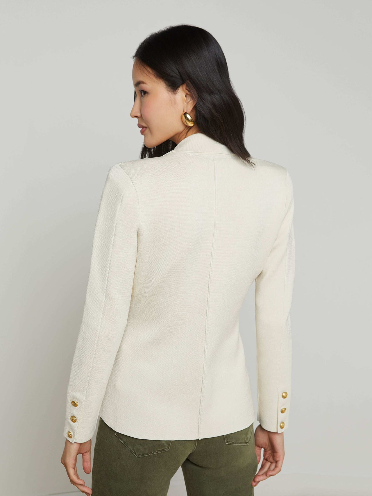 Chamberlain Knit Blazer in Ivory/Gold