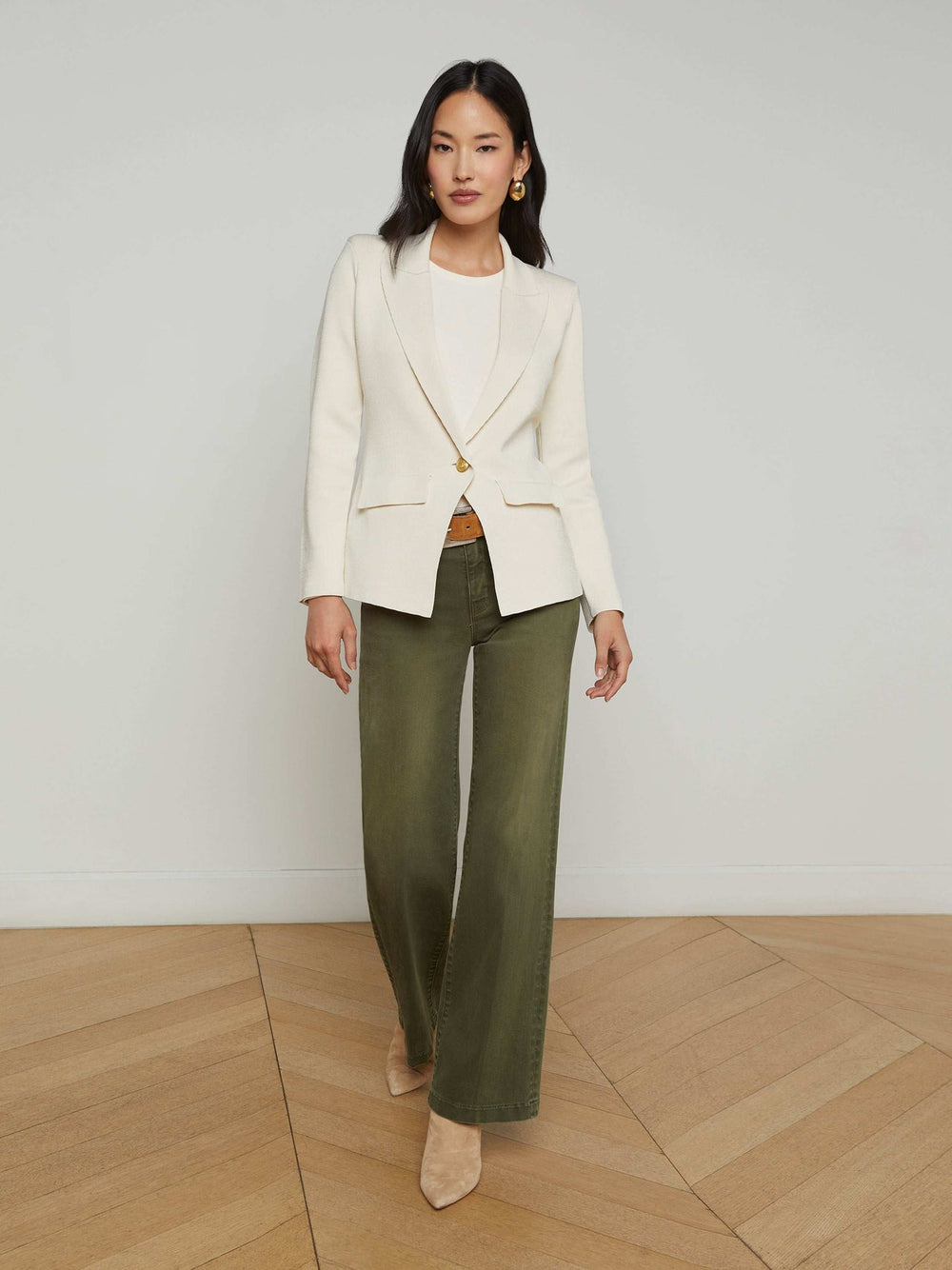 Chamberlain Knit Blazer in Ivory/Gold