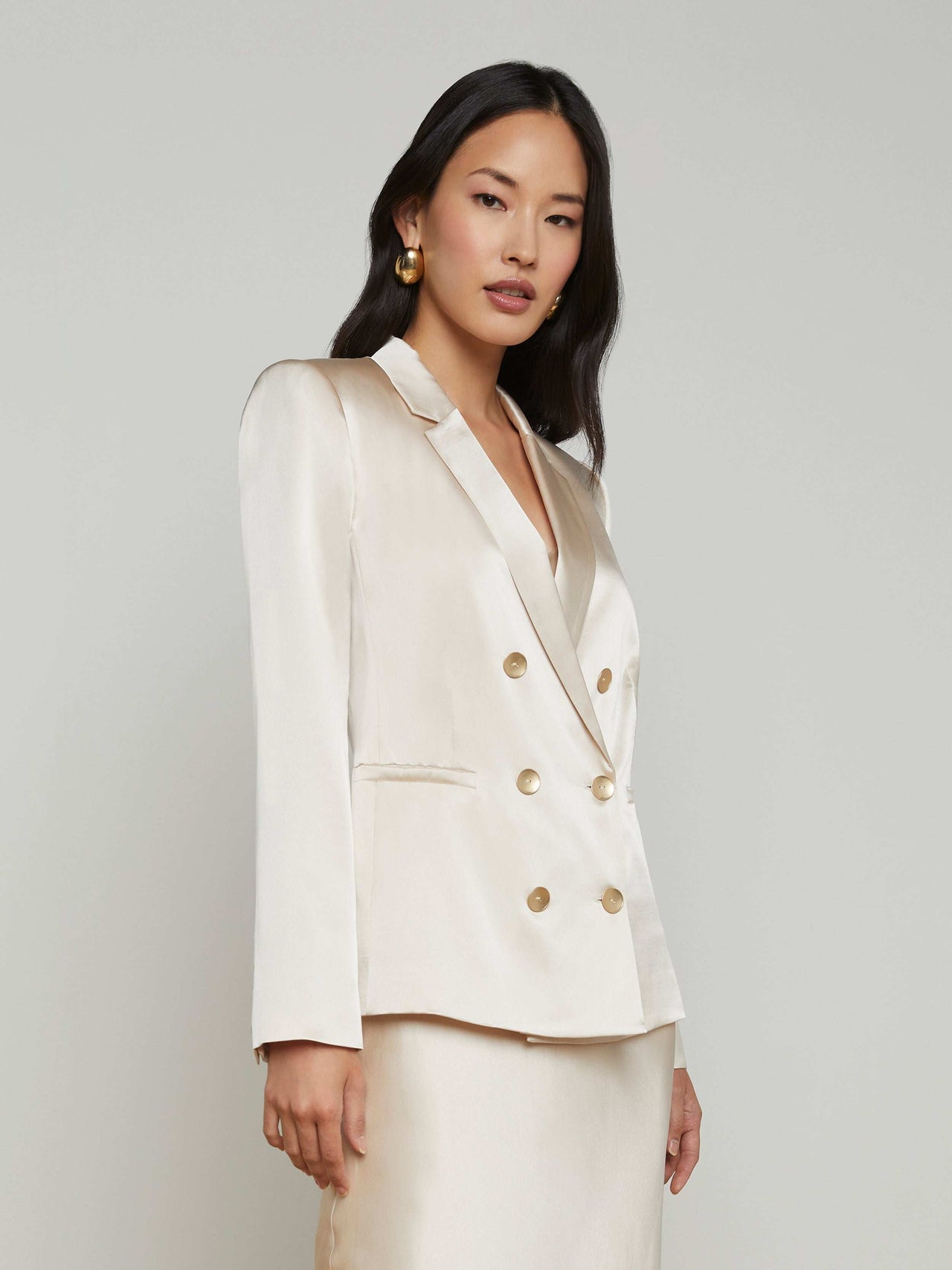 Colin Silk Blazer in Champagne