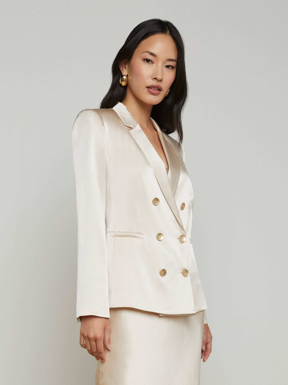 Colin Silk Blazer in Champagne