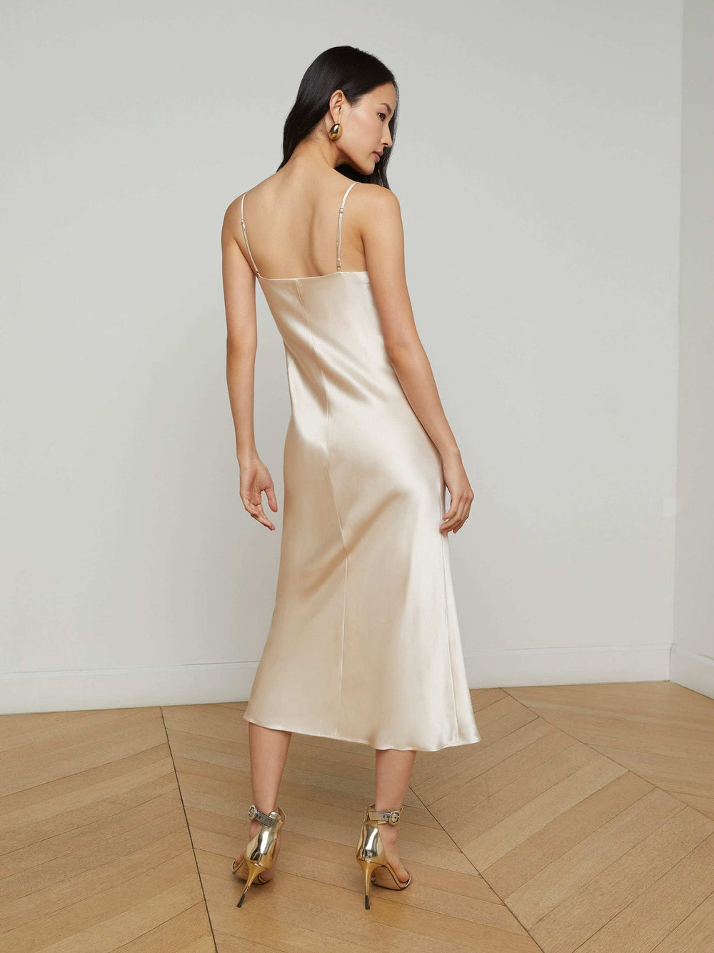 Seridie Silk Slip Dress in Champagne